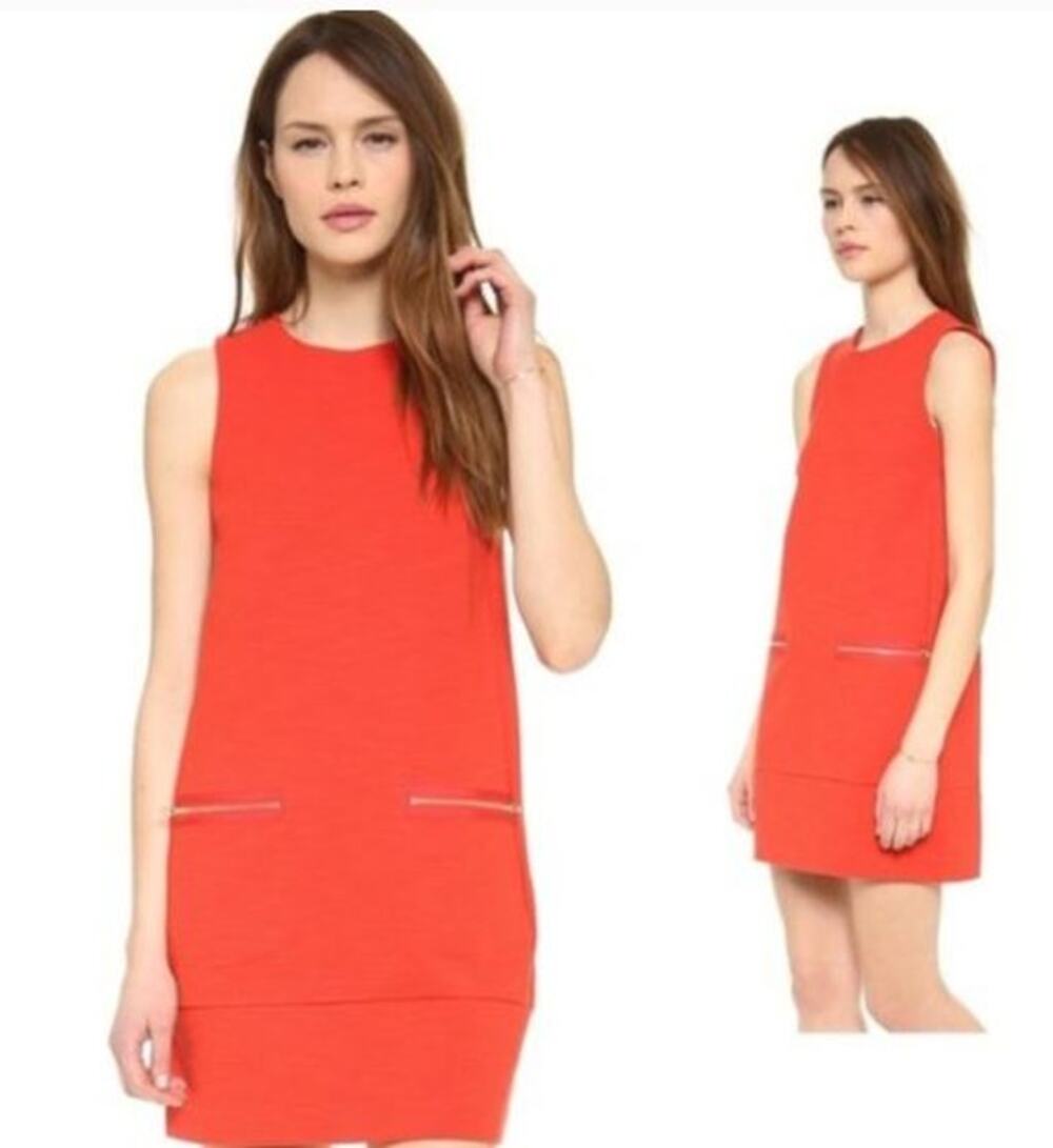 Madewell Orange Shift Sleeveless Dress with Pockets